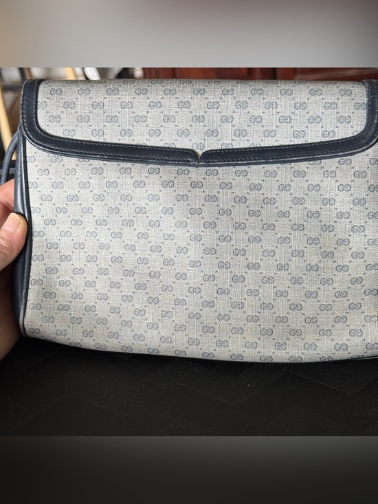 VINTAGE🔥Gucci Gray Crossbody Shoulder Bag with Black Trim main image 10